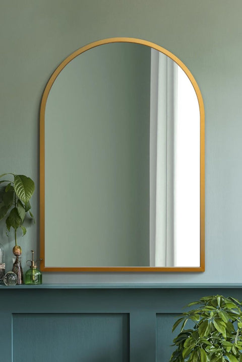 Gold Metal Framed Arched Wall Mirror 39" X 27" (100CM X 70CM)