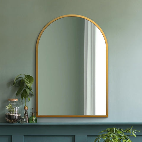 Gold Metal Framed Arched Wall Mirror 39" X 27" (100CM X 70CM)