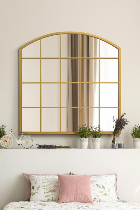 Gold Framed Arched Window Leaner/Wall Mirror 39" X 39" (100x100CM)