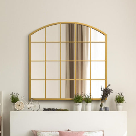 Gold Framed Arched Window Leaner/Wall Mirror 39" X 39" (100x100CM)