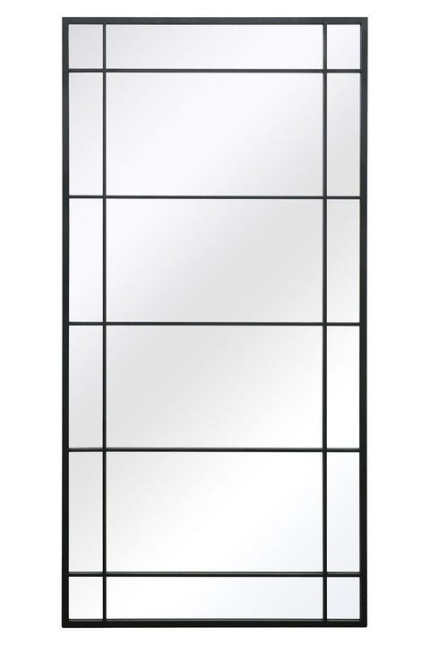 Camilla - New Black Metal Framed Window Wall or Leaner Mirror 71" X 35" (180CM X 90CM)