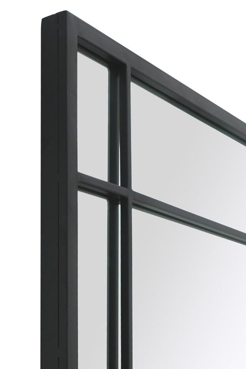 Camilla - New Black Metal Framed Window Wall or Leaner Mirror 71" X 35" (180CM X 90CM)