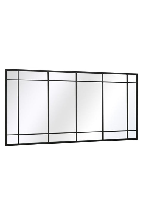 Camilla - New Black Metal Framed Window Wall or Leaner Mirror 71" X 35" (180CM X 90CM)