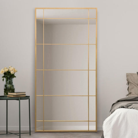 Tatiana - New Gold Metal Framed Window Wall or Leaner Mirror 71" X 35" (180CM X 90CM)