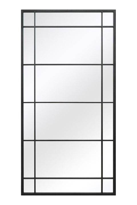 Esmeralda - New Black Metal Framed Window Wall or Leaner Mirror 63" X 31" (160CM X 80CM)