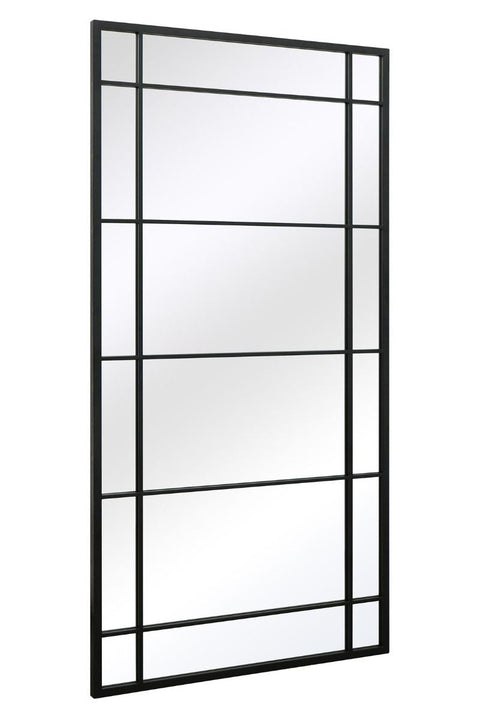 Esmeralda - New Black Metal Framed Window Wall or Leaner Mirror 63" X 31" (160CM X 80CM)