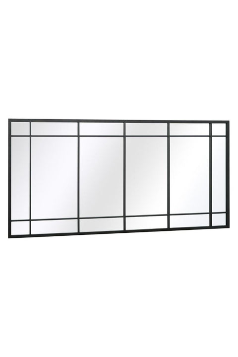 Esmeralda - New Black Metal Framed Window Wall or Leaner Mirror 63" X 31" (160CM X 80CM)