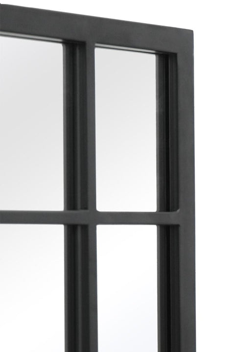 Esmeralda - New Black Metal Framed Window Wall or Leaner Mirror 63" X 31" (160CM X 80CM)