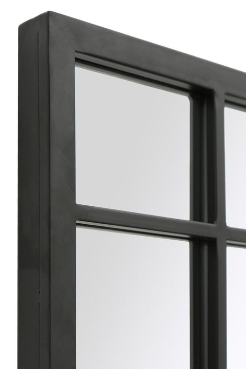 Esmeralda - New Black Metal Framed Window Wall or Leaner Mirror 63" X 31" (160CM X 80CM)