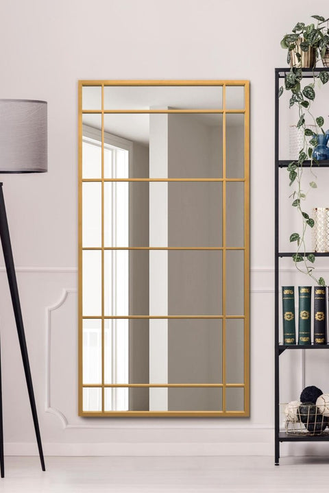 Dahlia - New Gold Metal Framed Window Wall or Leaner Mirror 63" X 31" (160CM X 80CM)