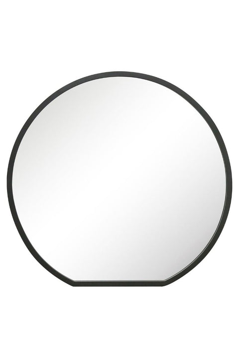 Angelique - Black Framed Flat Bottom Circular Wall Mirror - Perfect for the Mantle! 33" X 31" (84CM X 80CM)