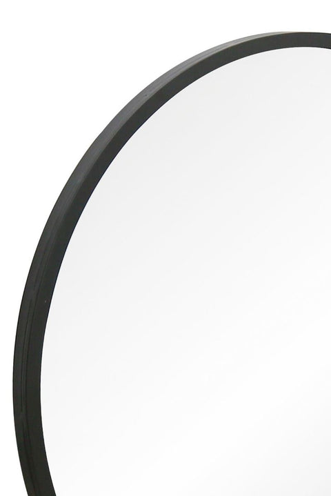 Angelique - Black Framed Flat Bottom Circular Wall Mirror - Perfect for the Mantle! 33" X 31" (84CM X 80CM)