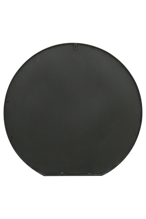 Angelique - Black Framed Flat Bottom Circular Wall Mirror - Perfect for the Mantle! 33" X 31" (84CM X 80CM)