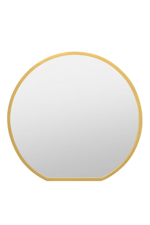 Elara - Gold Framed Flat Bottom Circular Wall Mirror - Perfect for the Mantle! 33" X 31" (84CM X 80CM)