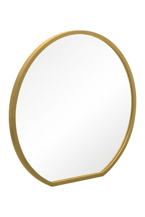 Elara - Gold Framed Flat Bottom Circular Wall Mirror - Perfect for the Mantle! 33" X 31" (84CM X 80CM)