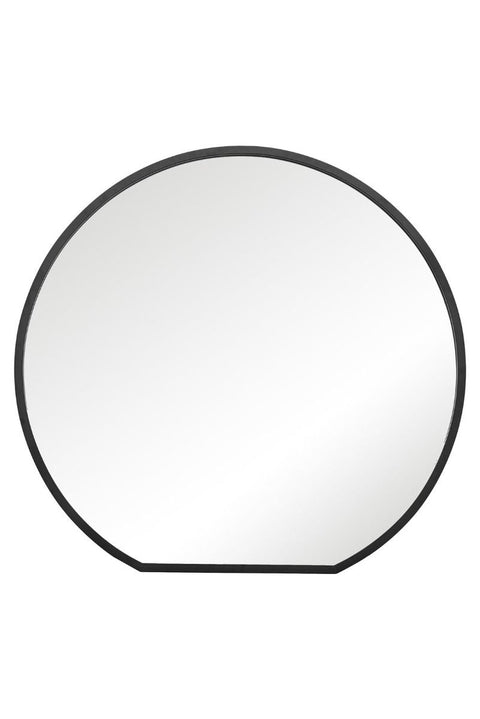 Selene - Black Framed Flat Bottom Circular Wall Mirror - Perfect for the Mantle! 41" X 39" (105CM X 100CM)