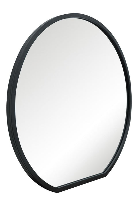 Selene - Black Framed Flat Bottom Circular Wall Mirror - Perfect for the Mantle! 41" X 39" (105CM X 100CM)