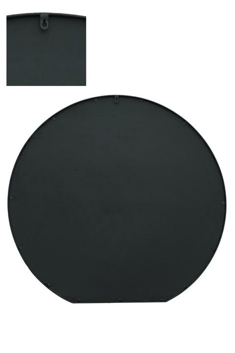 Selene - Black Framed Flat Bottom Circular Wall Mirror - Perfect for the Mantle! 41" X 39" (105CM X 100CM)