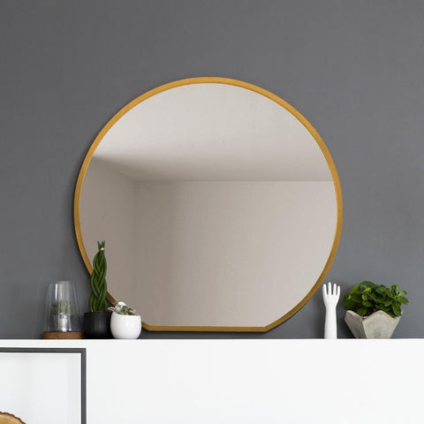 Vanessa - Gold Framed Flat Bottom Circular Wall Mirror - Perfect for the Mantle! 41" X 39" (105CM X 100CM)