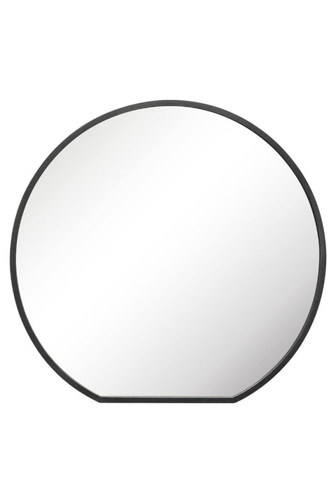 Aurora - Black Framed Flat Bottom Circular Wall Mirror - Perfect for the Mantle! 50" X 47" (126CM X 120CM)