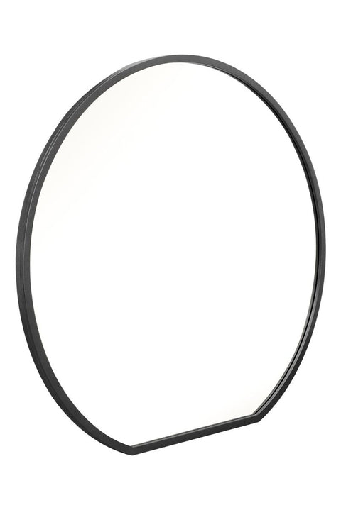 Aurora - Black Framed Flat Bottom Circular Wall Mirror - Perfect for the Mantle! 50" X 47" (126CM X 120CM)