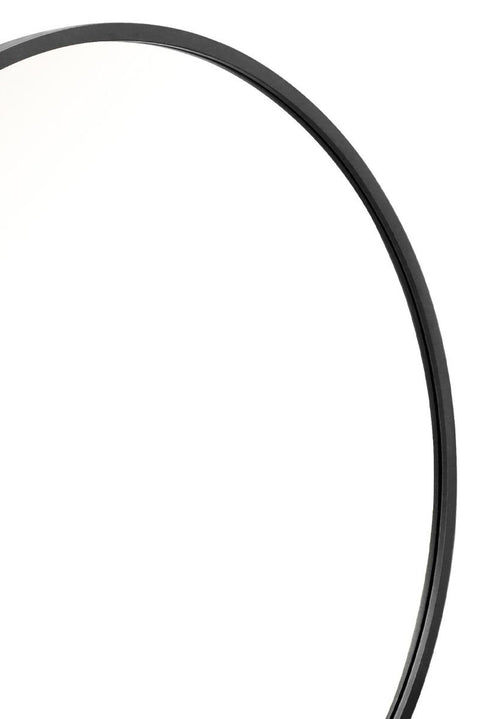 Aurora - Black Framed Flat Bottom Circular Wall Mirror - Perfect for the Mantle! 50" X 47" (126CM X 120CM)