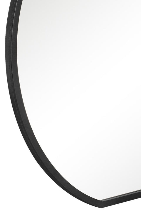 Aurora - Black Framed Flat Bottom Circular Wall Mirror - Perfect for the Mantle! 50" X 47" (126CM X 120CM)