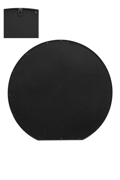 Aurora - Black Framed Flat Bottom Circular Wall Mirror - Perfect for the Mantle! 50" X 47" (126CM X 120CM)