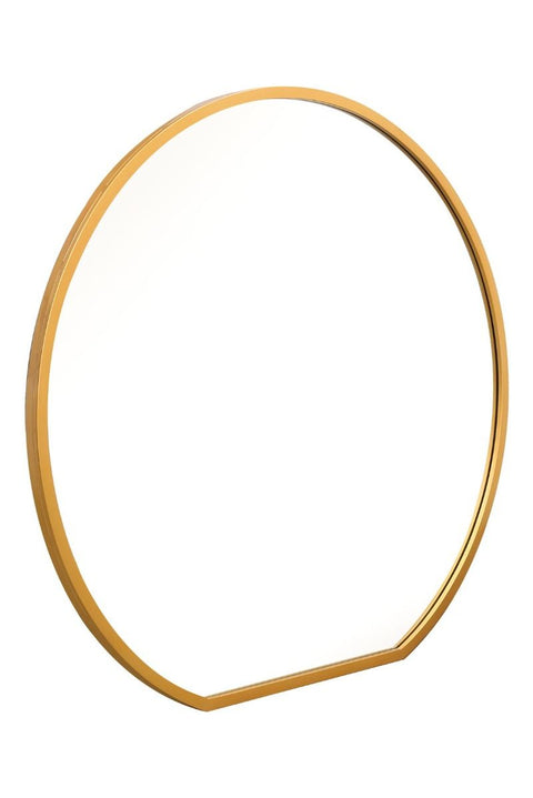 Amara - Gold Framed Flat Bottom Circular Wall Mirror - Perfect for the Mantle! 50" X 47" (126CM X 120CM)