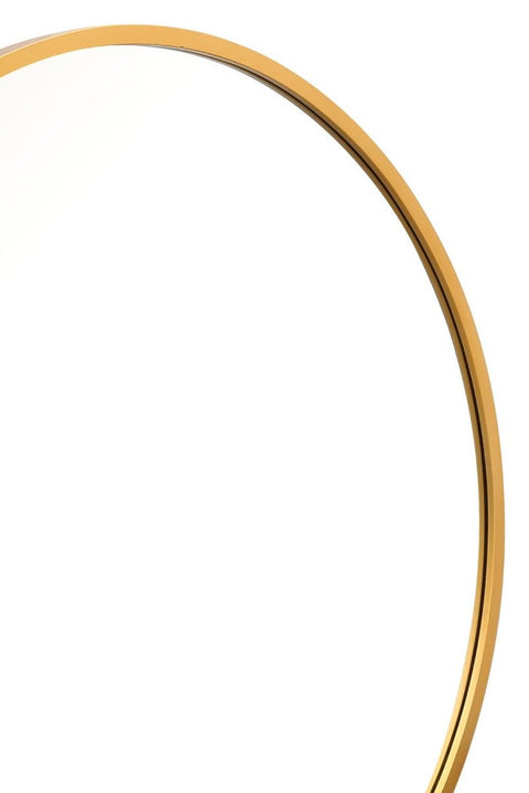 Amara - Gold Framed Flat Bottom Circular Wall Mirror - Perfect for the Mantle! 50" X 47" (126CM X 120CM)