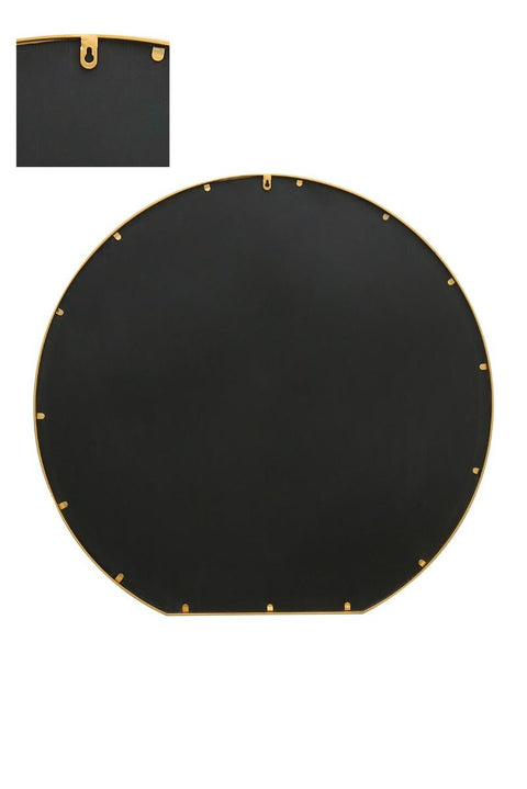 Amara - Gold Framed Flat Bottom Circular Wall Mirror - Perfect for the Mantle! 50" X 47" (126CM X 120CM)