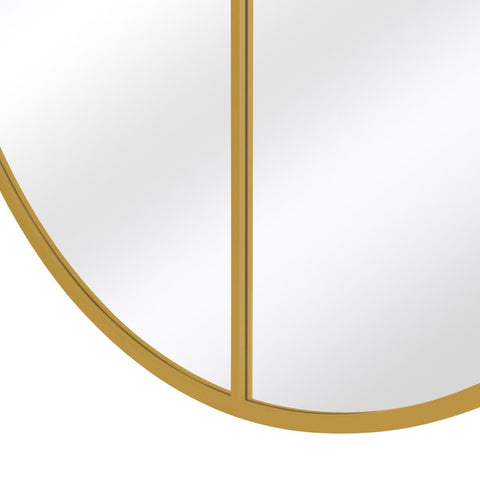 Lyra - New Gold XL Circular Window Metal Wall and Leaner Mirror 71" X 71" (180 x 180CM)