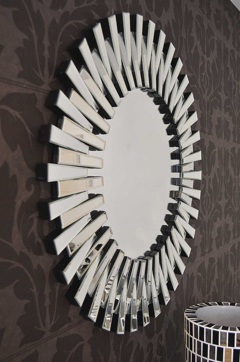 Starburst All Glass Stylised Round Mirror 91 x 91 CM