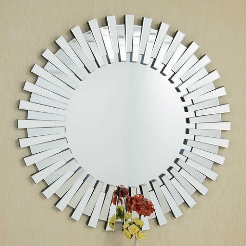 Starburst All Glass Stylised Large Round Mirror 120 x 120 CM