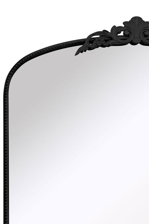 Black Metal Framed Arched Wall Mirror with Decorative 68" X 38" (174CM X 96CM)