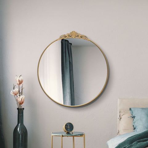 Gold Metal Framed Round Decorative Wall Mirror 39" X 39" (100x100CM)