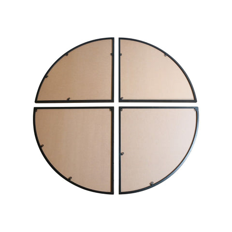 Eva - New Black XL Circular Metal Wall Mirror Made up of 4 Parts 70" X 70" (180 x 180CM)