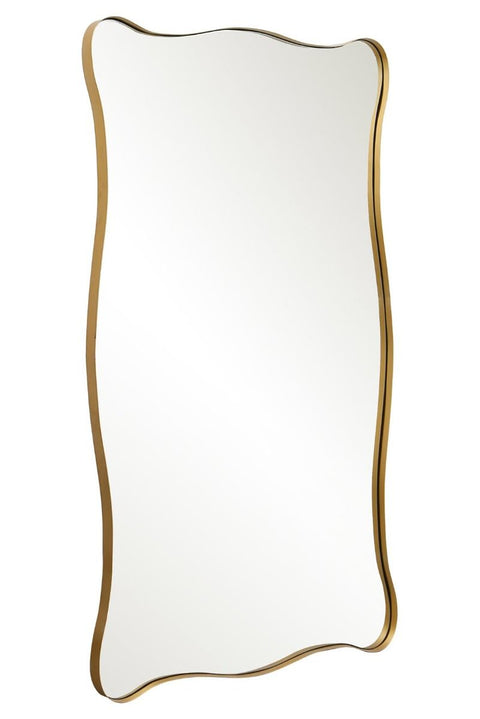 Electra - New Gold Metal Rectangular Wavy Tray Effect Frame Wall Mirror 71" X 39" (180CM X 100CM)