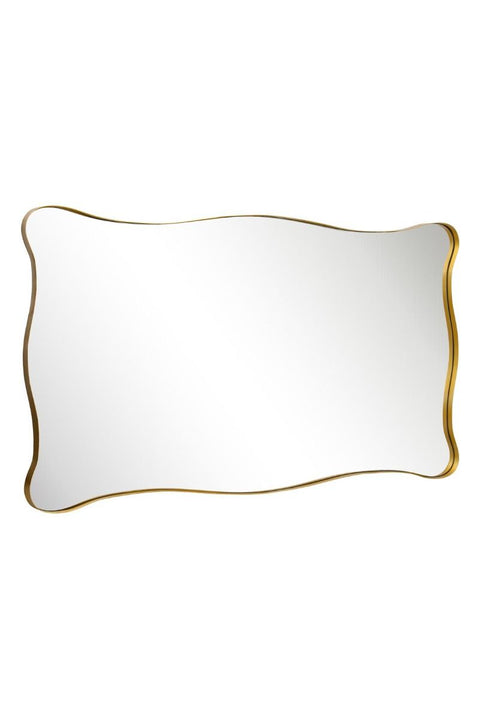 Electra - New Gold Metal Rectangular Wavy Tray Effect Frame Wall Mirror 71" X 39" (180CM X 100CM)