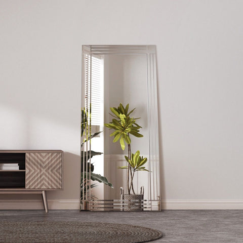 Milton All Glass Bevelled Square Corner Full Length Mirror 174 x 85 CM