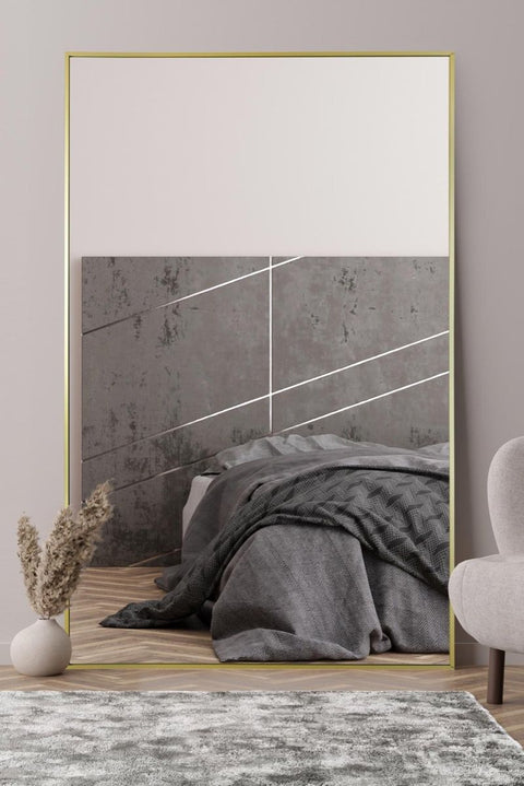 Gold Aluminium Edged Wall Leaner Mirror 68" X 43" (174CM X 110CM)