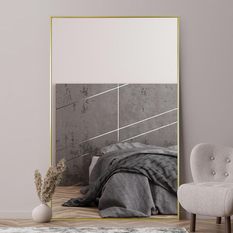 Gold Aluminium Edged Wall Leaner Mirror 68" X 43" (174CM X 110CM)