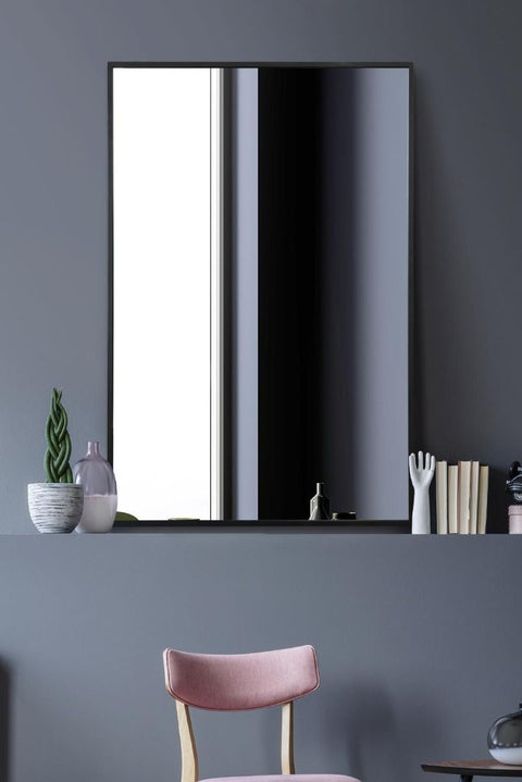 Black Aluminium Edged Wall Mirror 35" X 24" (90CM X 60CM)