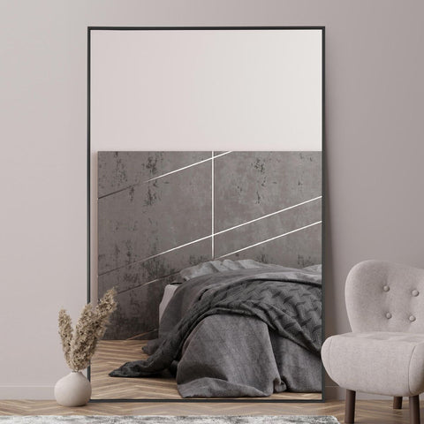 Black Aluminium Edged Wall Leaner Mirror 68" X 43" (174CM X 110CM)