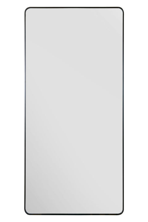 Black Aluminium Curved Edge Wall Leaner Mirror 68"x33" (174X85CM)