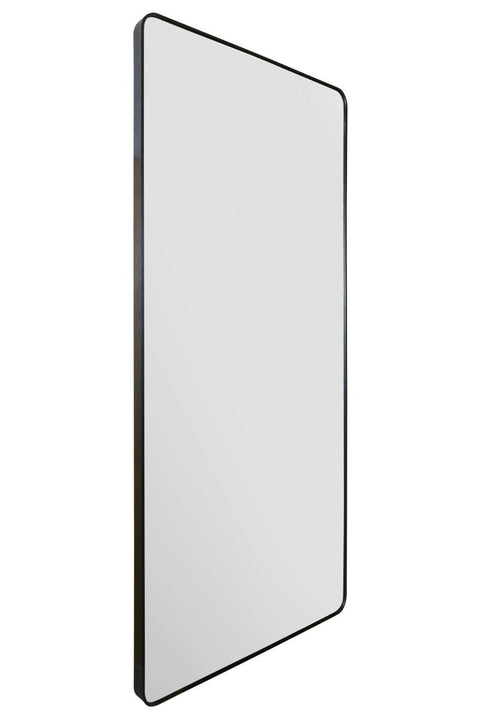 Black Aluminium Curved Edge Wall Leaner Mirror 68"x33" (174X85CM)