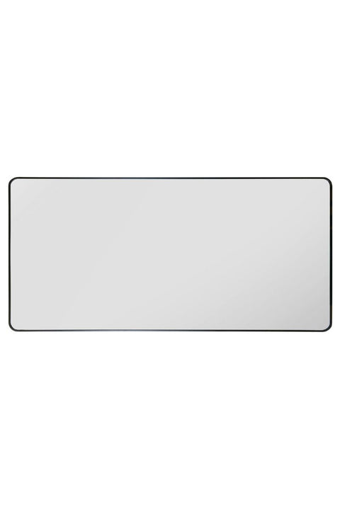 Black Aluminium Curved Edge Wall Leaner Mirror 68"x33" (174X85CM)