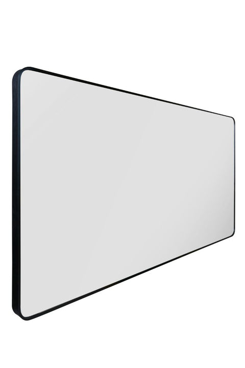 Black Aluminium Curved Edge Wall Leaner Mirror 68"x33" (174X85CM)