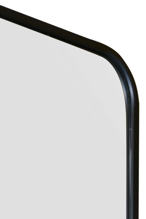 Black Aluminium Curved Edge Wall Leaner Mirror 68"x33" (174X85CM)