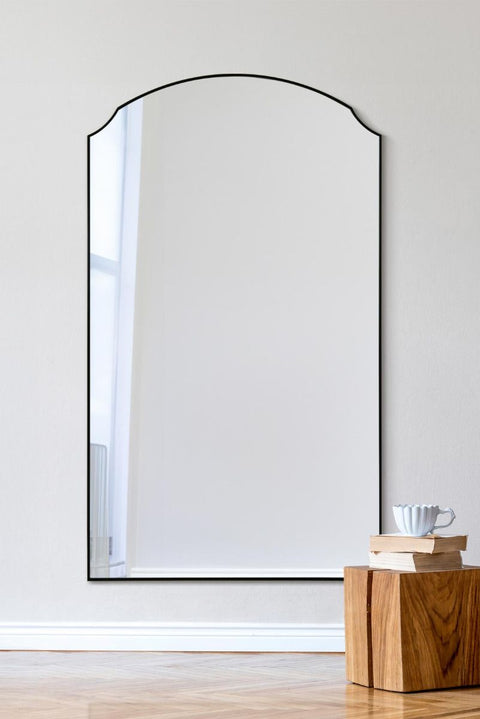 New Black Edged Dual Arch Curved Edge Leaner and Wall Mirror 63"x35" (160cm X 90cm)